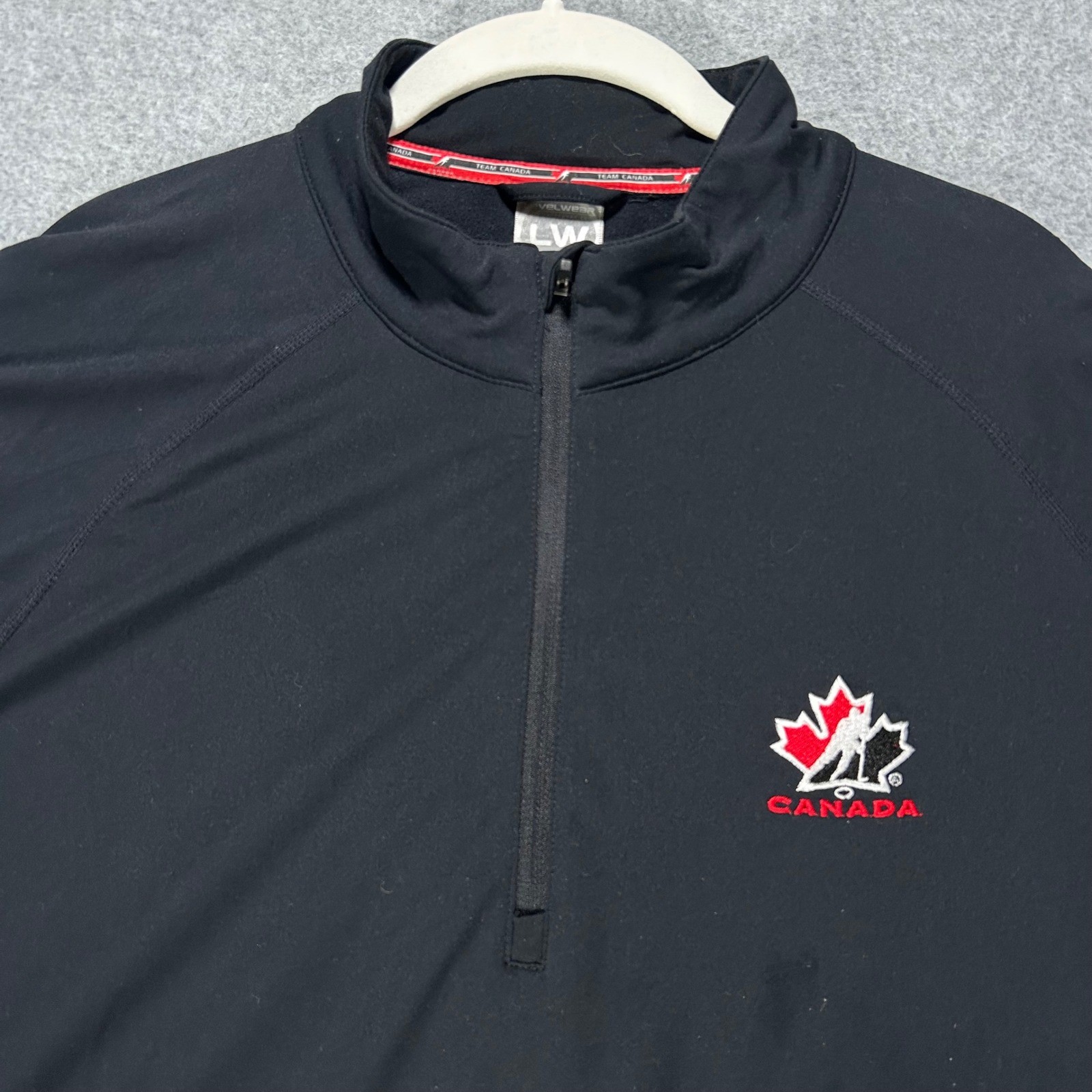 Pullover Team Canada Levelwear 1/4 cremallera para hombre XLT negro hockey Canadá atlético
