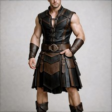Leather Celtic Kilt for Men  Irish Traditional Warrior ,Medieval Scottish