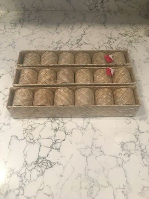 Vintage Pier 1 One Indonesia Woven Napkin Rings Holders 3 Sets of 6/18 NIB