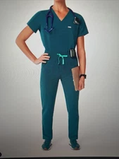 Figs Women's Scrub Set Caribbean Blue Green, Size Small