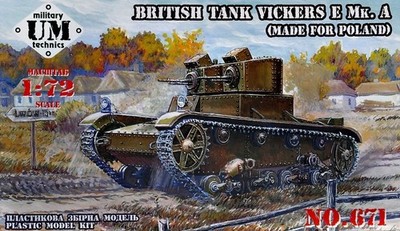 Unimodels UMT671 - 1:72 Vickers E Mk.A British tank(made f.Polan rubber tracks