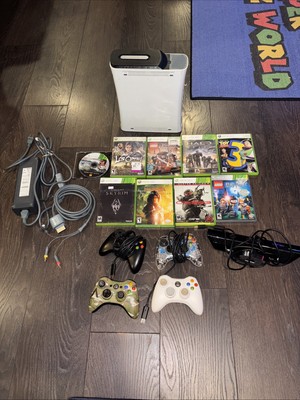   Vintage Xbox 360 White 120gb HDD Console W/Box Bundle Lot Games OEM Cables