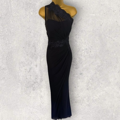 Maxi Vestido Lipsy Azul Marino Un Hombro Apliques Frontal Dividido Reino Unido 12/14 Nuevo con Etiquetas PVP £85 - Imagen 5 de 9
