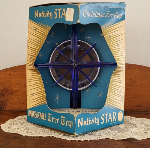 VINTAGE BRADFORD NATIVITY STAR REFLECTIVE CHRISTMAS TREE TOPPER MCM 8"X10"