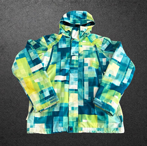 Oakley Men's Hooded Insulated Ski Snowboard Jacket Blue/Green Geometric Large