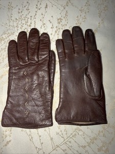 Vintage Brown Leather Gloves Made In Czechoslovakia Women’s Wool Liner
