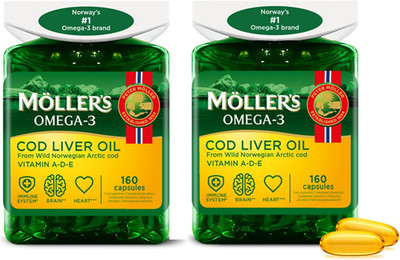 Moller S   | Lebertran Kapseln | Omega-3-Fettsäuren DHA & EPA, Enthält Vitamin A