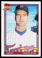 Randy Bush, 1991 Topps, #124, Minnesota Twins,