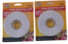 Super Glue Pre Cut Foam Mounting Double Sided Tape 7.5 feet  ea roll 2 packages