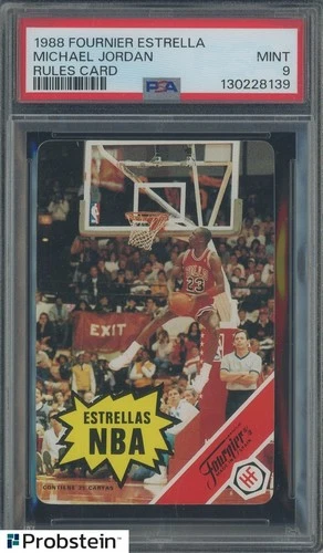 1988 Fournier Estrella Rules Card Michael Jordan Chicago Bulls HOF PSA 9 MINT