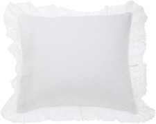 Bedding Eyelet Ruffled Pillow Sham Euro, White