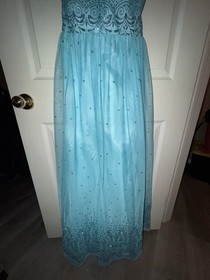 Zum Zum By Niki Livas Teal Glitter Halter Prom Dress Y2K90s Size 3/4 Made In USA
