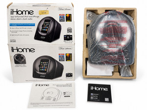 iHome iPod iPhone Stereo Alarm Clock Radio w/ Motorized Rotating Dock, Box & Man