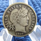 1910-S Barber Dime 10C - Better Date - San Francisco Mint - F-VF - Nice Toning
