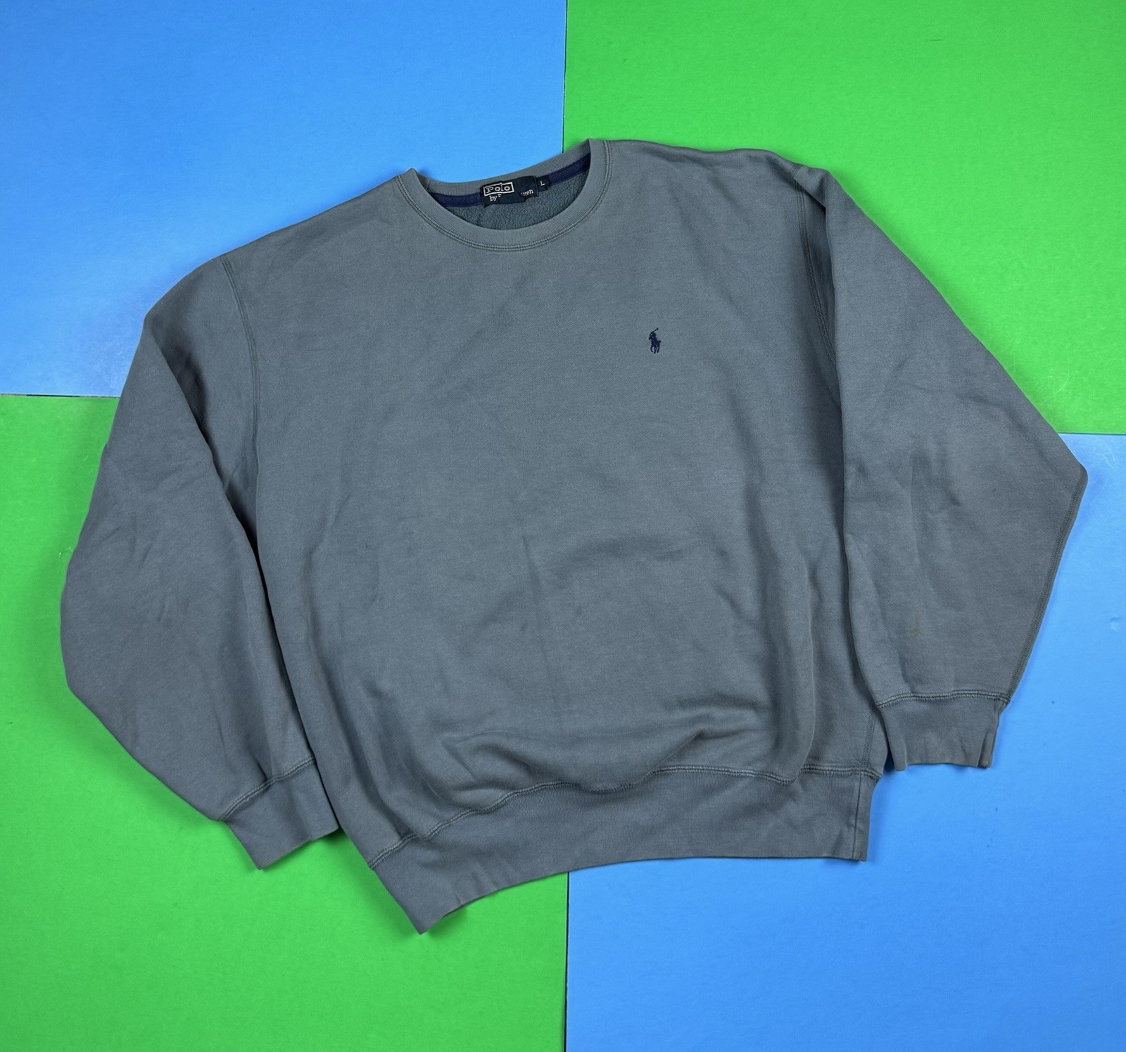 Felpa girocollo vintage anni 90 POLO Ralph Lauren blu chiaro taglia grande pony