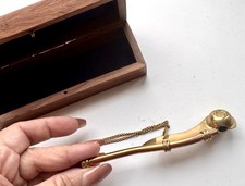 Boatswain's Bosun's Pipe Whistle w/ Chain & Handcrafted Wood Anchor Inlay Case