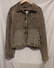 BooHoo Man Tall Boxy Colour Block Acid Wash Corduroy Jacket Men Medium Full Zip