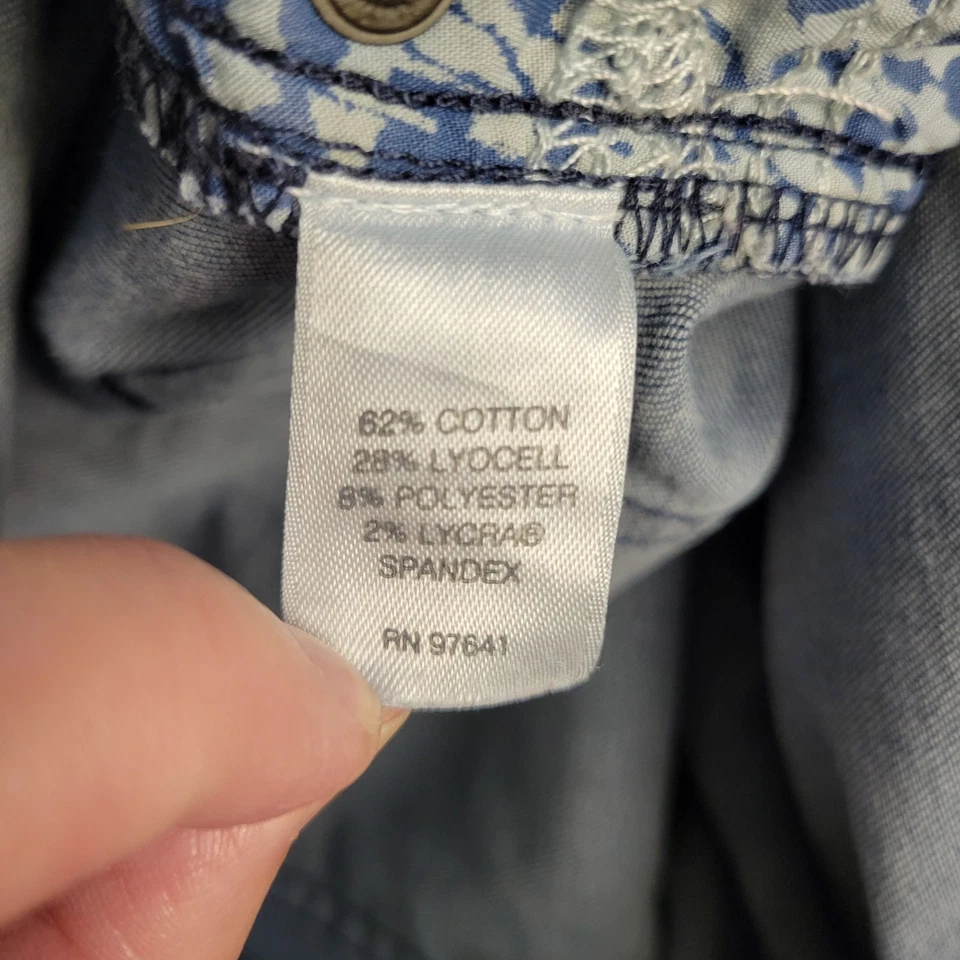 Pantalones de mezclilla elásticos lavado medio pierna recta calce liso azul Jill para mujer 10 Foto 4 de 4