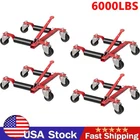 4Pcs 1500lbs 12'' Car Wheel Tire Dolly Mechanical Jack Set w/ Ratchet Foot Pedal