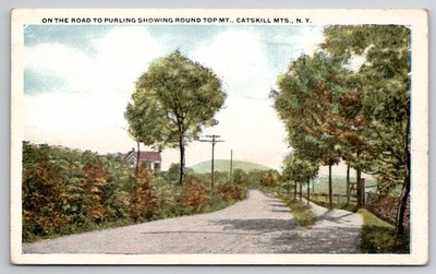 Cario NY On the Road to Purling Vintage Round Top Mountain Catskill Mts Postcard