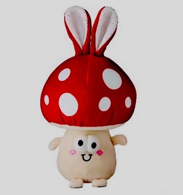Way To Celebrate! Easter Red Mushroom Bunny Rabbit Plush 10'' Tall x 4.5'' Wide