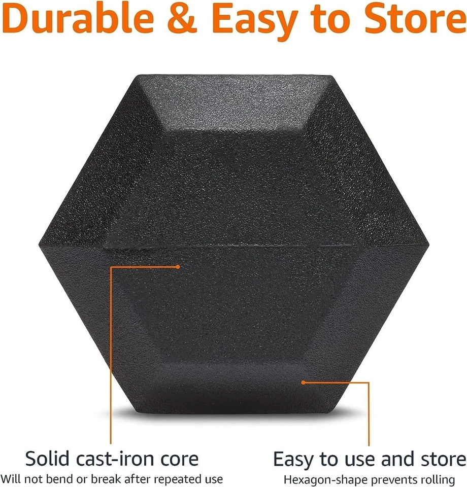 Peso de mano con mancuerna hexagonal de goma Amazon Basics Foto 4 de 4