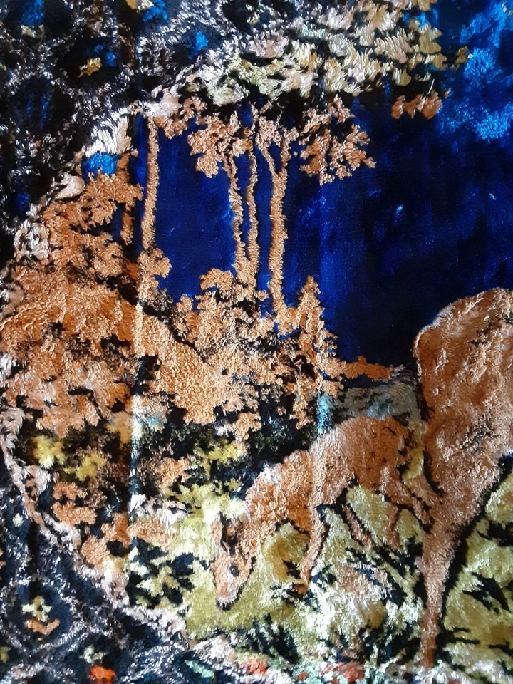 Tapiz vintage de terciopelo con flecos *vestidor de mesa corredor* alfombra 42x20 ¡colores vivos! Foto 3 de 4