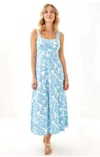 NWT LILLY PULITZER DWYER MIDI DRESS SIMPLY THE ZEST JACARANDA BLUE Sz Medium