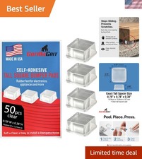 Clear Tall Square Adhesive Rubber Bumper Pads - Rubber Feet for Speakers, Ele...