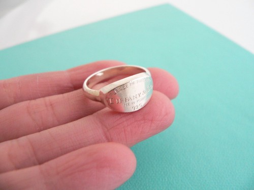 Tiffany Silver Oval Tag Ring Band 