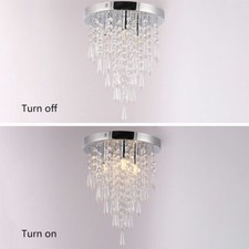 Modern Crystal Chandelier Flush Mount Light Pendant Ceiling Lamp Fixture 3-Light