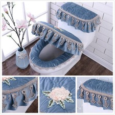 Pleuche Toilettensitz Abdeckung Set Badezimmer Spitze Deckel Bremsbeläge