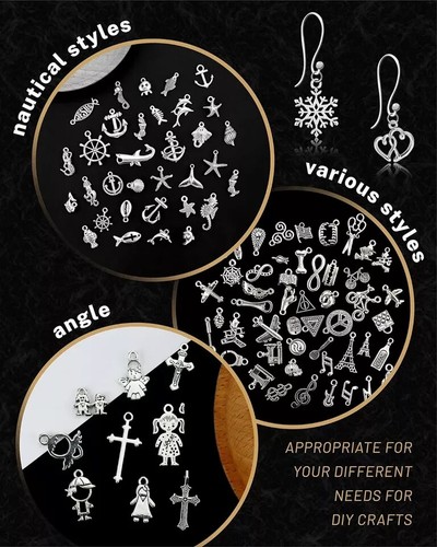 300 Stck. Großhandel Menge Posten Schmuckherstellung Charms gemischt glatt Tibetisches Silber NEU - Bild 5 von 7