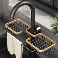 Kitchen Aluminum Sink Drain Rack Sponge Storage Faucet Holder Soap Drainer Shelf