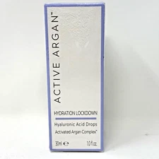 Active Argan Hydration Lockdown Hyaluronic Acid Drops Anti Aging 1 Oz New Sealed