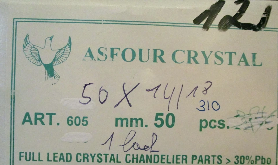 10 Rechteck 50 x 14 mm Prismen Kristallanhänger, Asfour Crystal 30%, 1-Loch HA12 - Bild 4 von 4