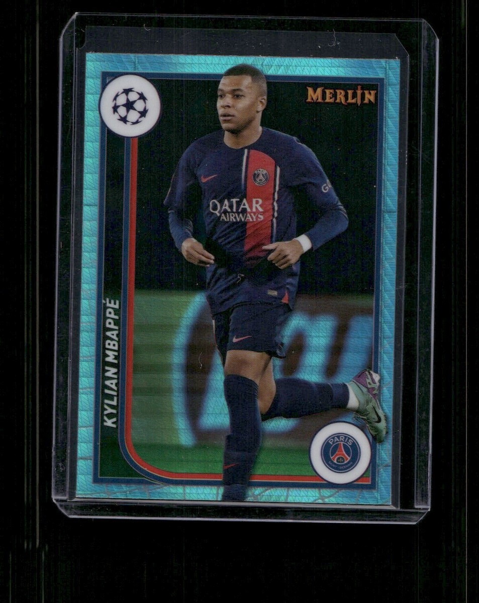 2023-24 Topps Merlin Soccer #92 Kylian Mbappe Aqua Prism | eBay