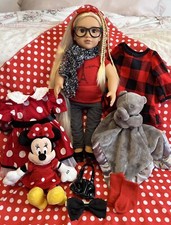 Lot 16 Our Generation Phoebe 18 Doll Hair Grow Braids Extras Clothes Minnie Red