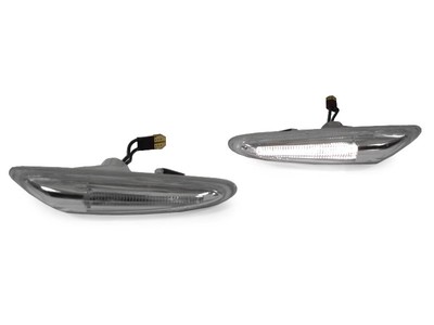 DEPO Clear White Bar LED Side Marker Lights For 02-05 BMW E46 4D Sedan 5D Wagon