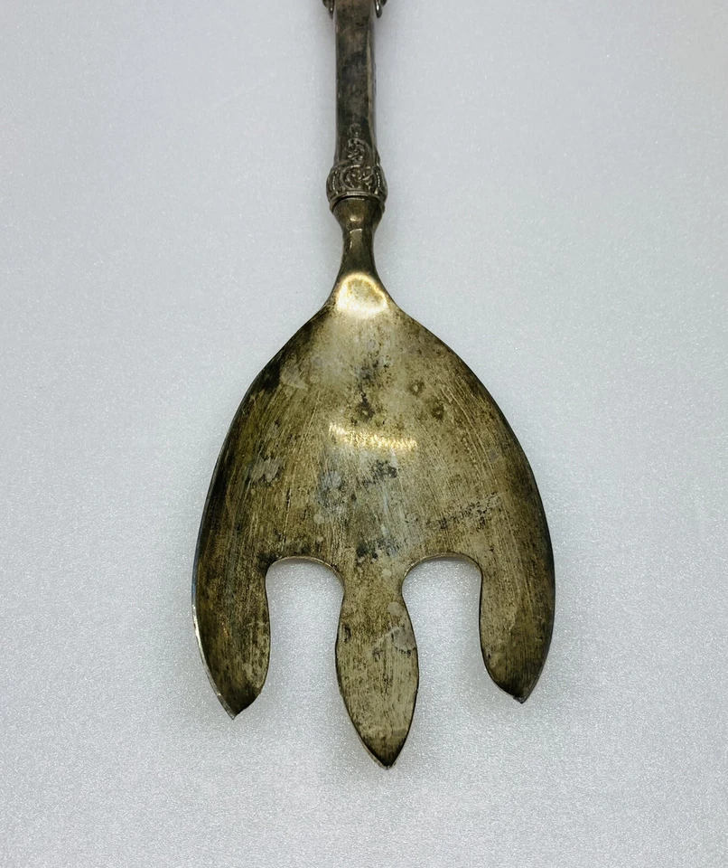 Rare 1940s GSA Baroque Silverplated Serving Fork Salad Server Ornate Handle 29 - Image 4 of 4