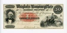 1862 Cr.7 $50 VIRGINIA Treasury Note - CIVIL WAR Era