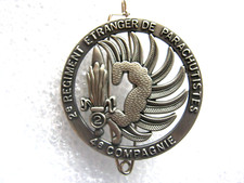 INSIGNE DE BERET PARACHUTISTE LEGION ETRANGERE 2° REP 4° COMPAGNIE (ARGENTE MAT)