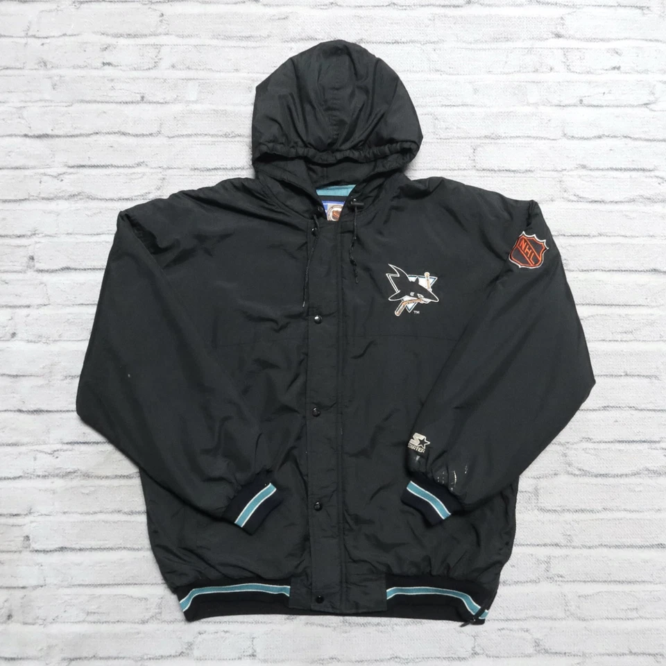 Винтажная куртка-парка с капюшоном 90-х San Jose Sharks от Starter размер XL - Изображение 2 из 4