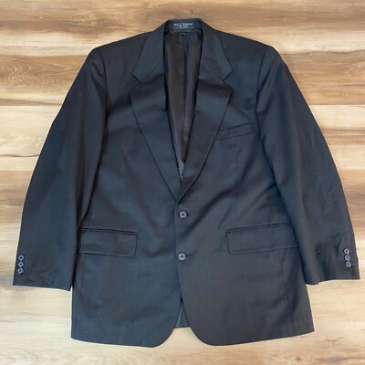 Hardy Amies Blazer Mens 42R Charcoal Gray Super 100s Wool 2 Button Jacket