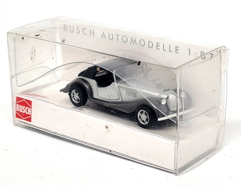 Busch 1/87 - Morgan Plus 8 Metallic Grey 47113 Plastic Scale Model Car  - Photo 2/4