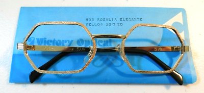 Vintage VICTORY OPTICAL Rosalia Yellow 50/20 Eyeglass Frame New