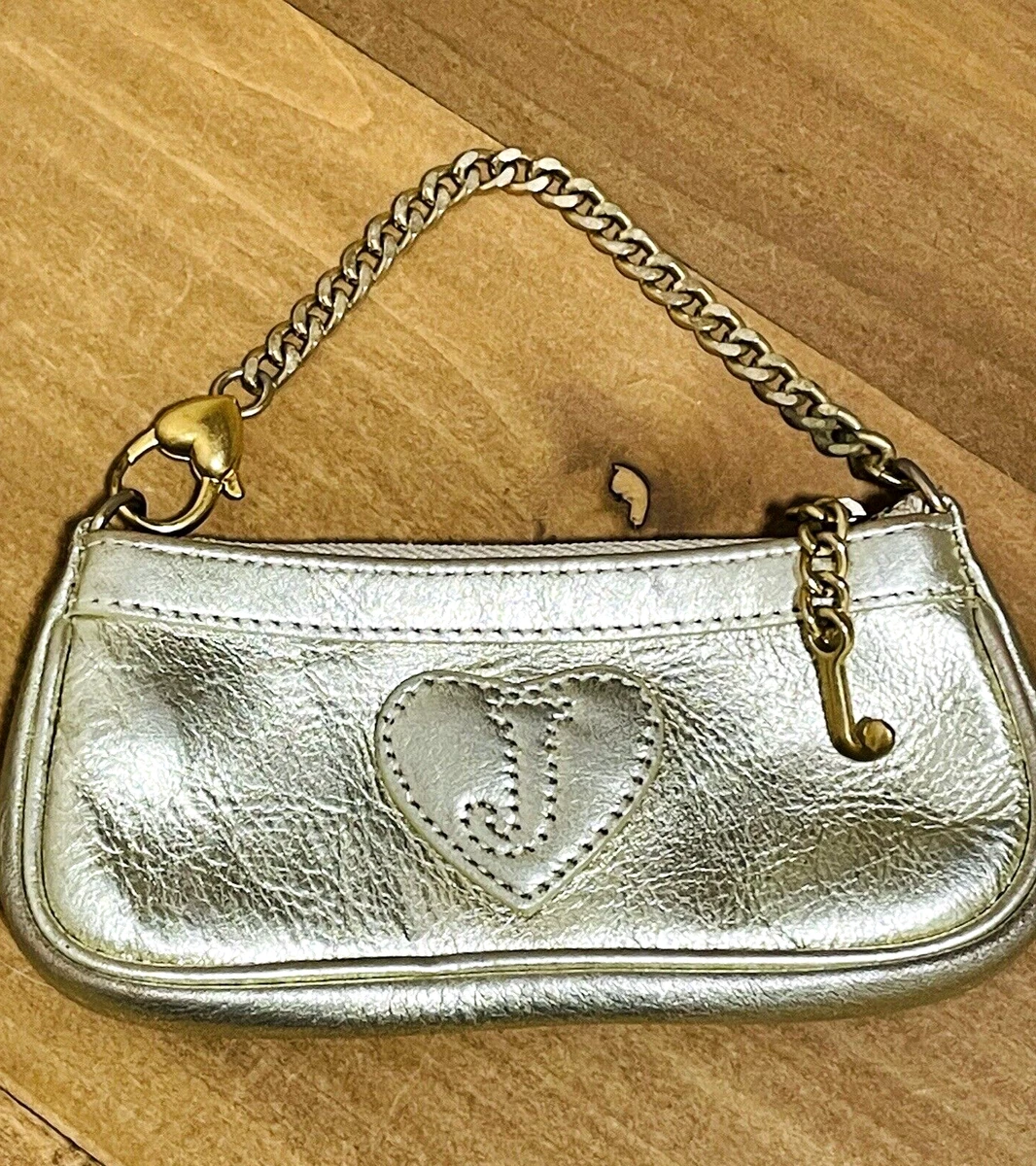 Juicy Couture Y2K Mini Baguette Purse Bag Gold Charm Vtg Zip Love