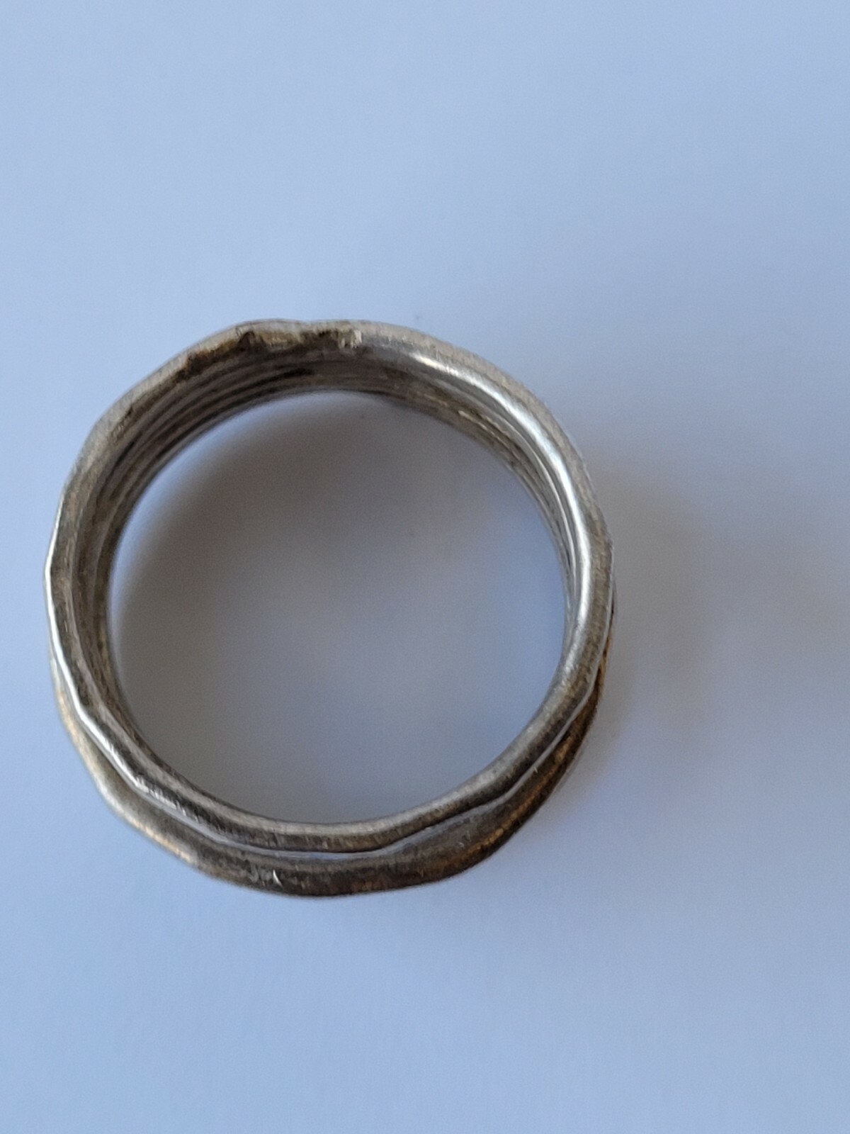 Ring Hammered Serving Silver  Multiband  Six Band… - image 7