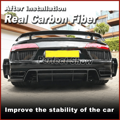 Parachoques trasero de carbono Canards Splitter alerón labio para Audi R8 4S 2016-2018 - Imagen 2 de 11