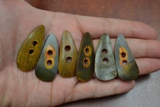 6 PCS BUFFALO HORN TOGGLE SEWING 2 HOLE BUTTONS CRAFT 1 1/2" #T-2297